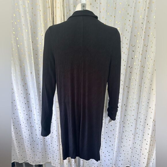 Free People Plunge Low Collar Neckline Knit Sweater Classic Black Midi Dress L - Picture 3 of 4